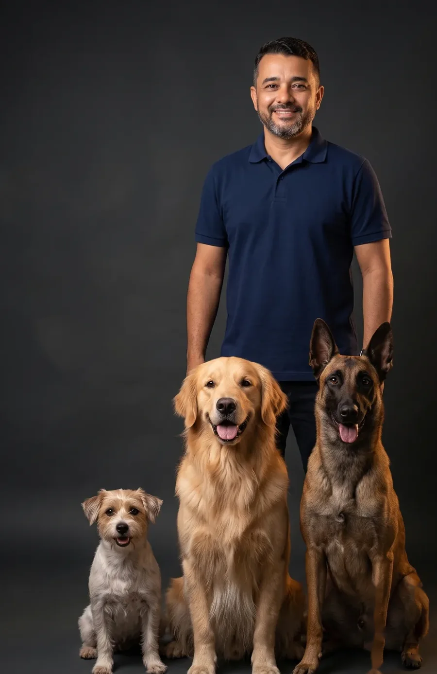 V. Júnior com cães adestrados em Guarapari